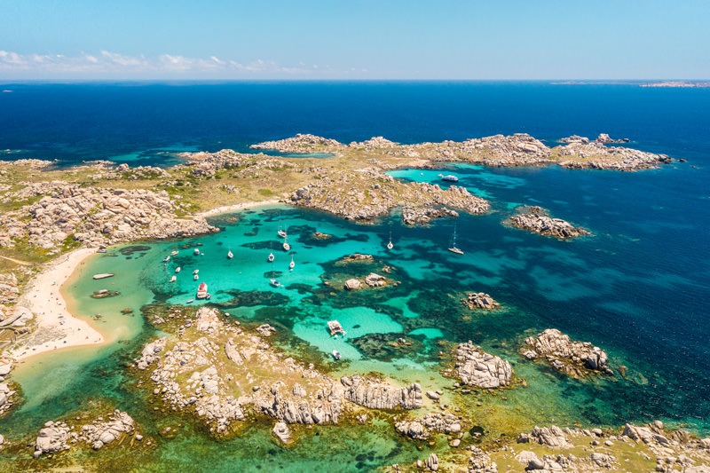 Aerial view of the Strait of Bonifacio coastline