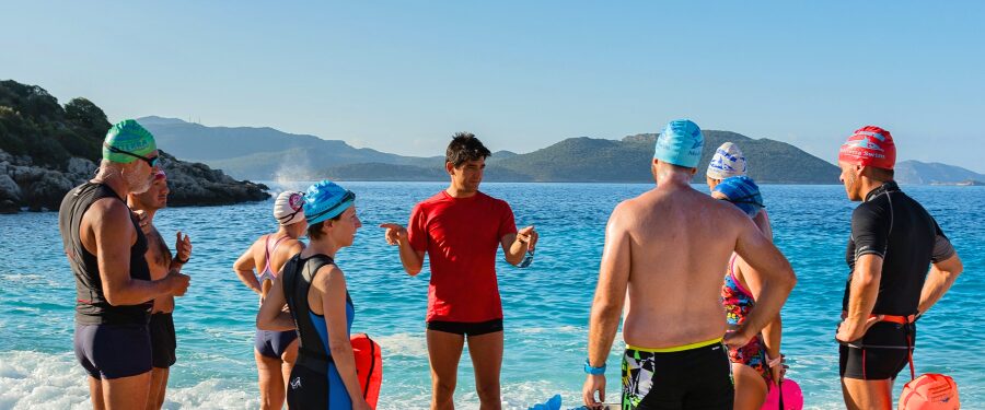 Coach Baha open water technical cue demonstration