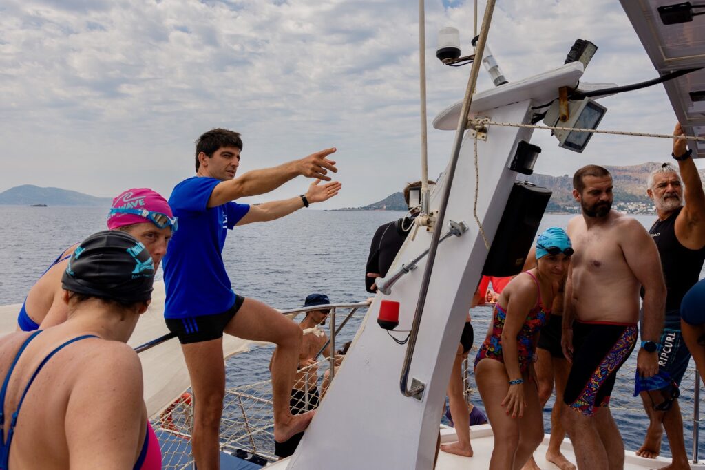 Megisti-Kaş course tactical briefing conducted from boat deck in 2024
